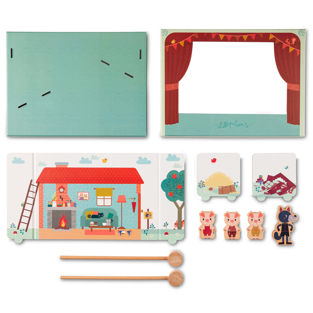 lilliputiens magnetische poppenkast - de wolf en de drie biggetjes | 2283407 | 5