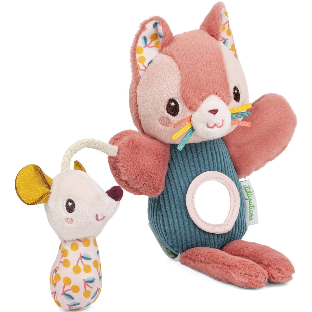 lilliputiens activiteitenhandpop met rammelaar - jeanne - 23 cm | 22.83644| 1