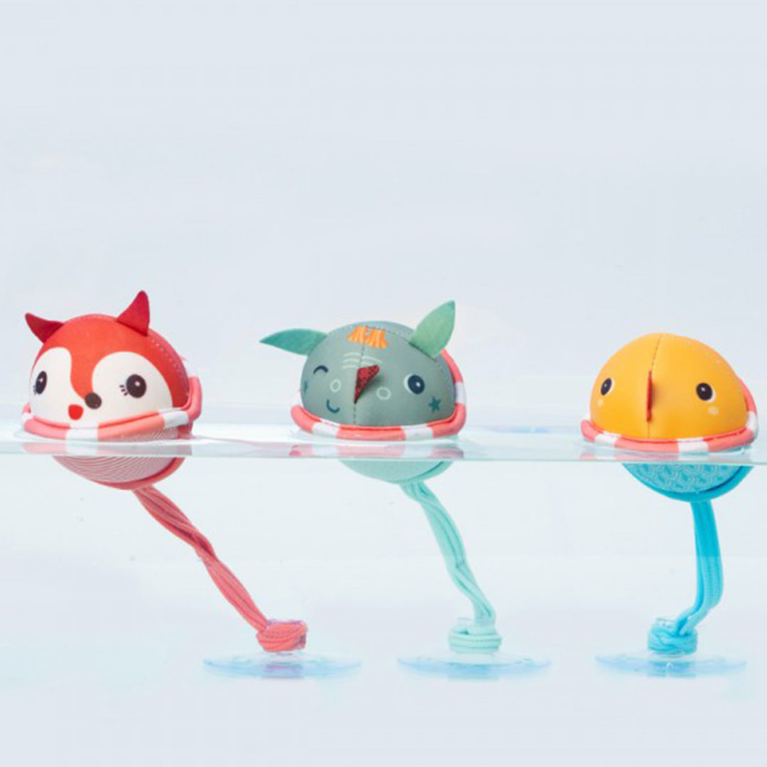 lilliputiens badballen met zuignap - joe - 3 st