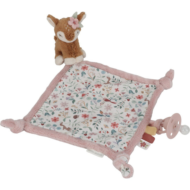 Little Dutch knuffeldoekje met pluche hertje, gebloemd patroon en speenhouder.