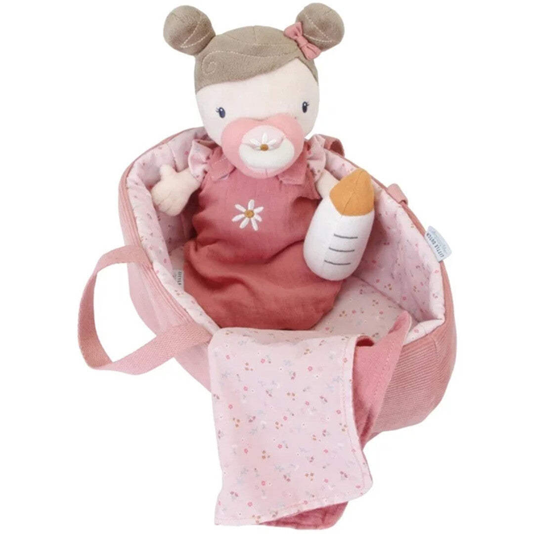 little dutch lappenpop met reiswieg rosa - donkerroze - 24 cm | LD4553 | 0