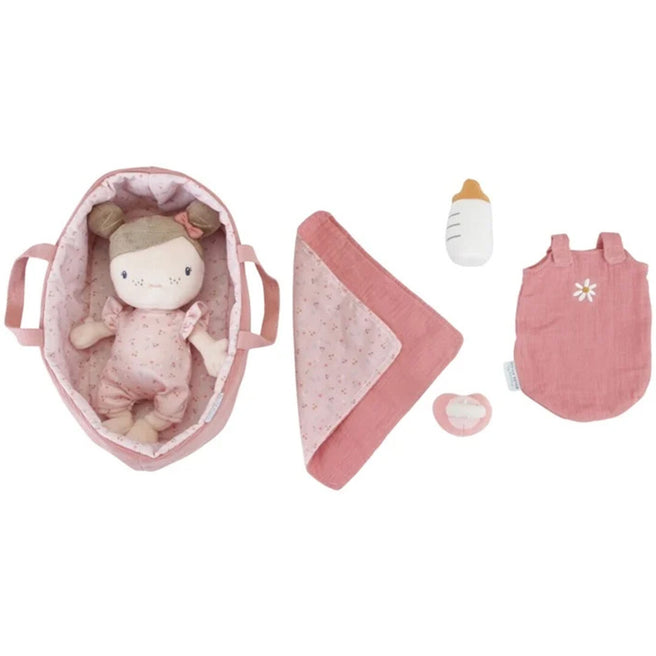 little dutch lappenpop met reiswieg rosa - donkerroze - 24 cm | LD4553 | 3