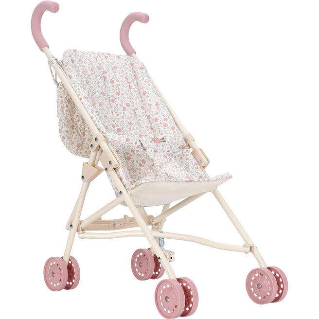 Een little dutch poppenbuggy met een gebloemd 'soft flowers' patroon.