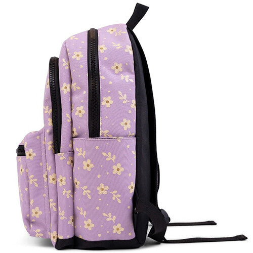 Little legends rugzak met regenhoes large - lila flower - 38 cm