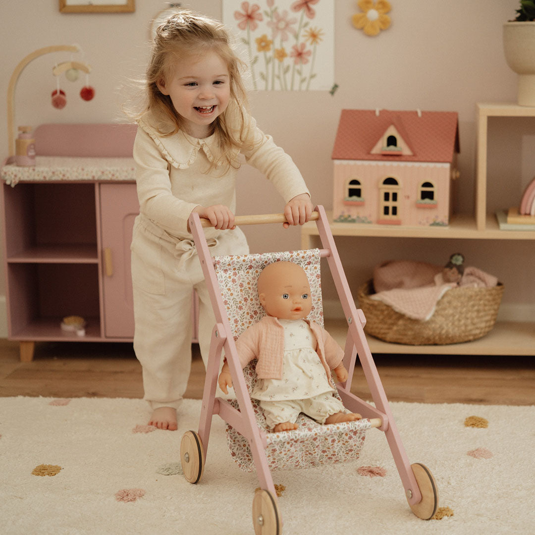 little dutch houten poppenbuggy - roze | LD2518 | 2