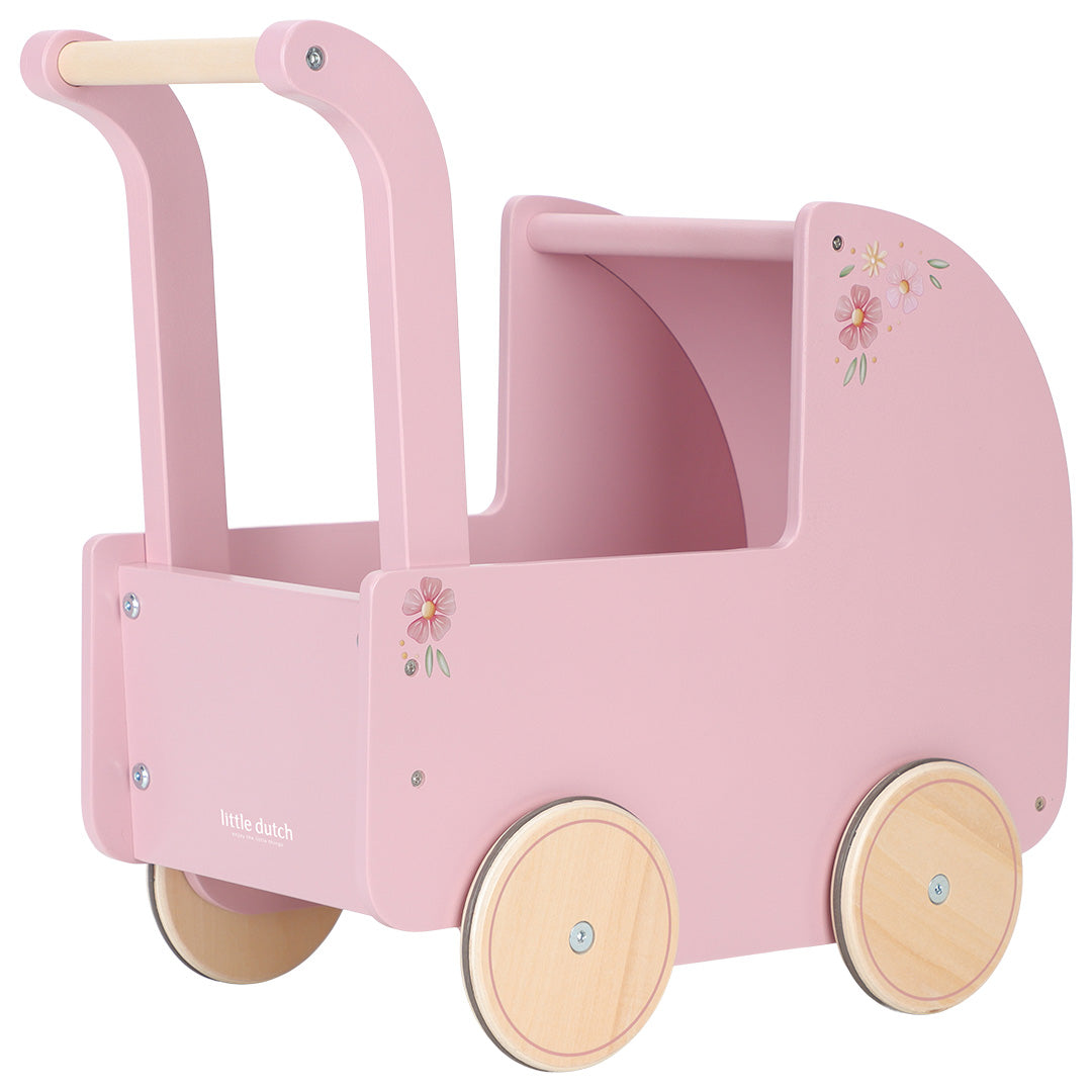 little dutch houten poppenwandelwagen - roze | LD2519 | 3