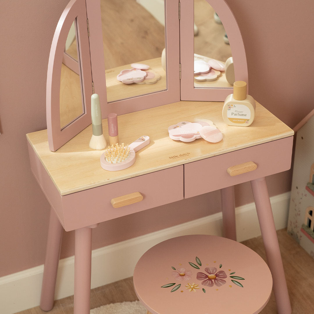 little dutch kaptafel met poten en accessoires - roze | LD2513 | 2
