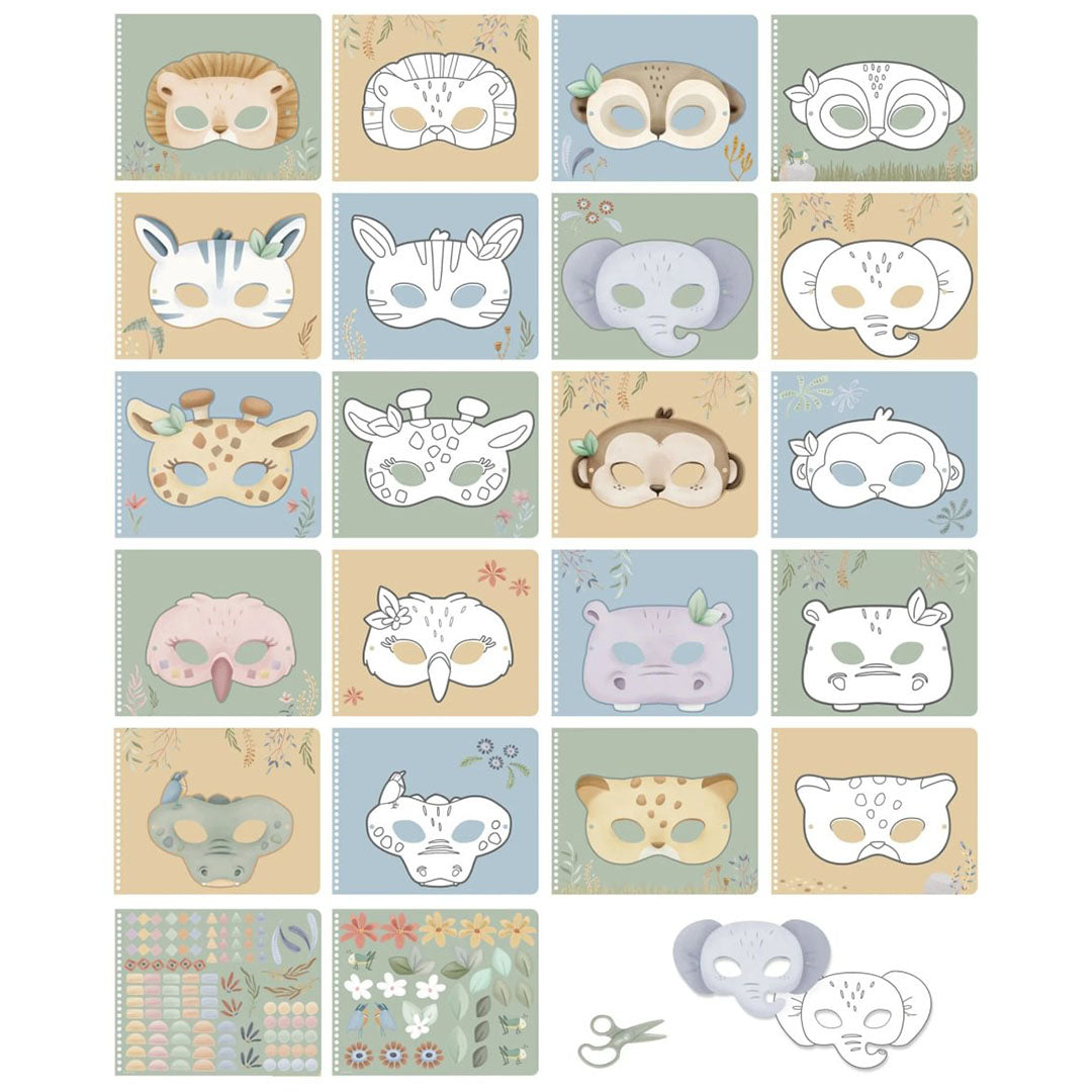 little dutch knutselboek maskers - jim - safari friends | LDBT126910 | 3