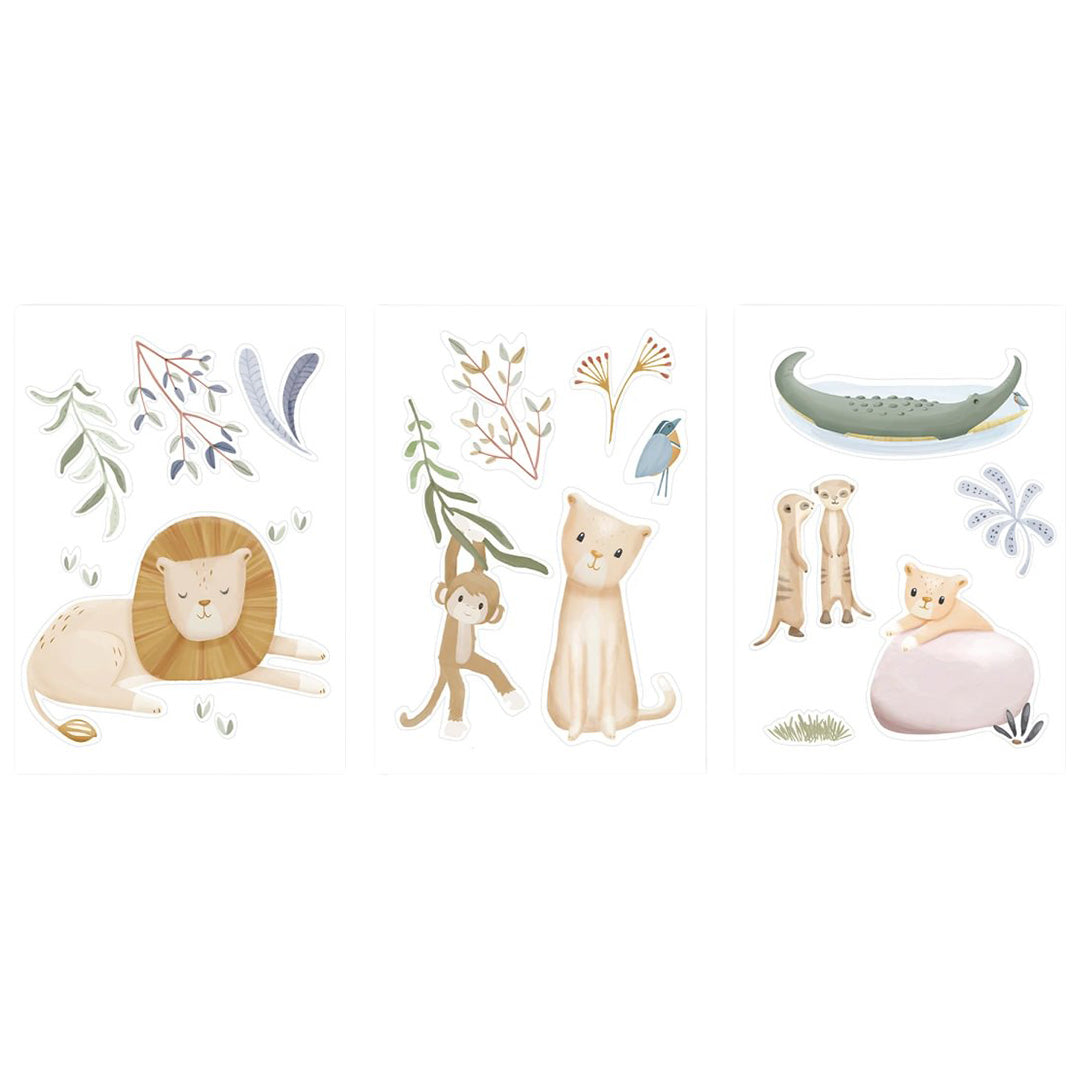 little dutch muurstickers safari friends - safari leo