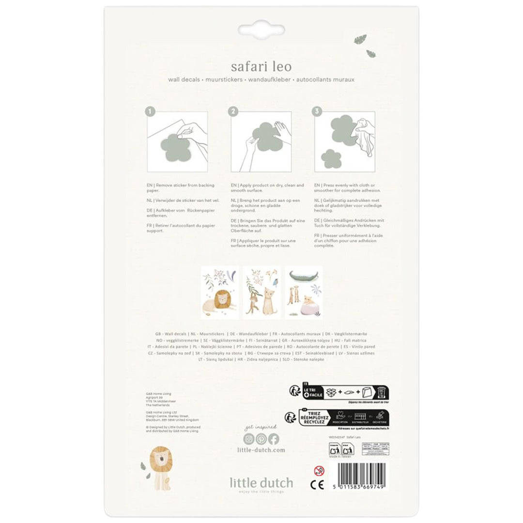 little dutch muurstickers safari friends - safari leo