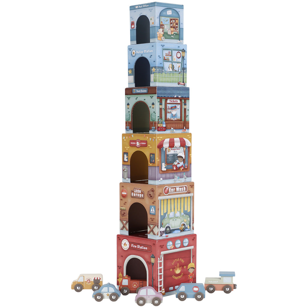 little dutch stapelblokken met auto's - 12-delig | LD2525 | 0