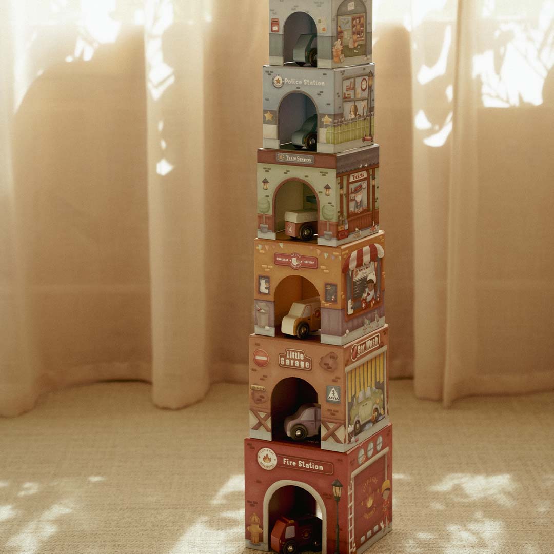 little dutch stapelblokken met auto's - 12-delig | LD2525 | 6