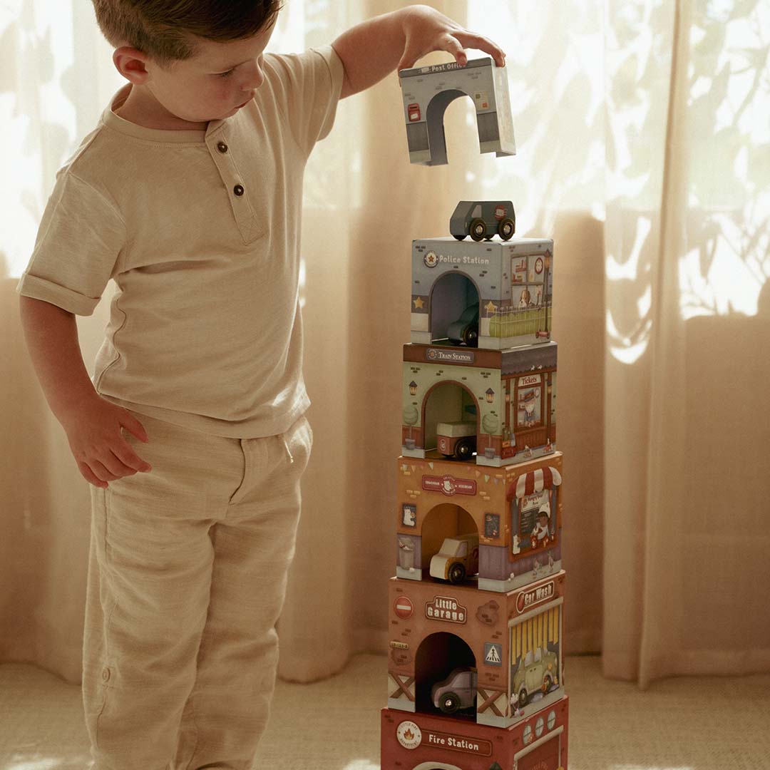 little dutch stapelblokken met auto's - 12-delig | LD2525 | 1
