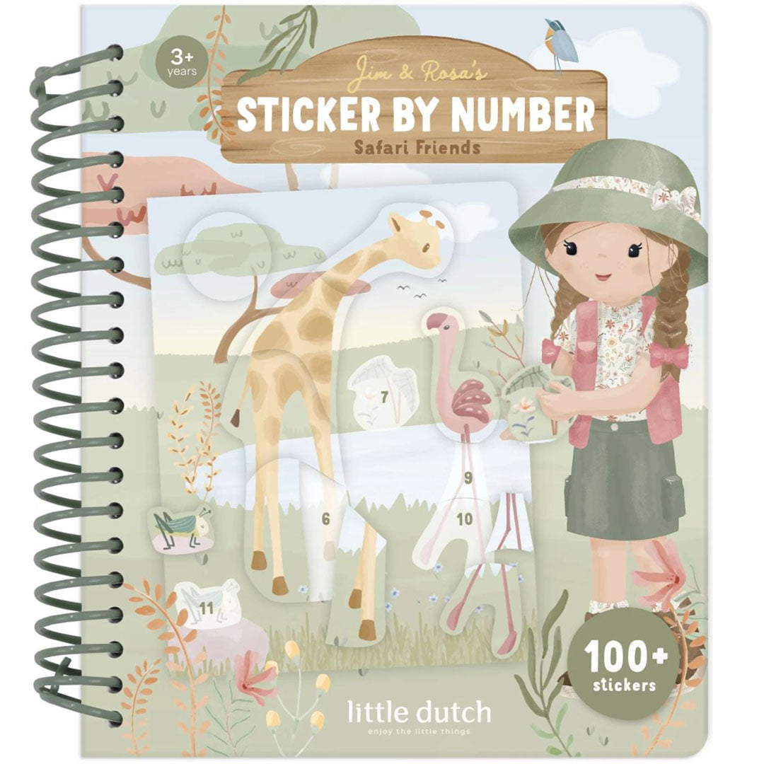 little dutch stickerboek op nummer rosa - safari friends | LDBT126908 | 