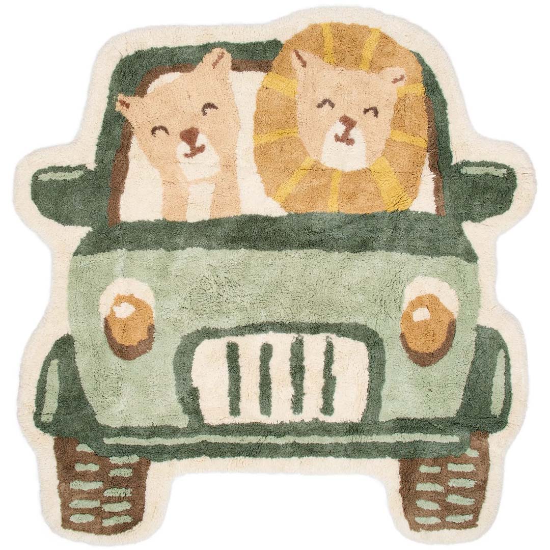 little dutch vloerkleed safari friends - safari auto - 110x108 cm | RU10506047 | 