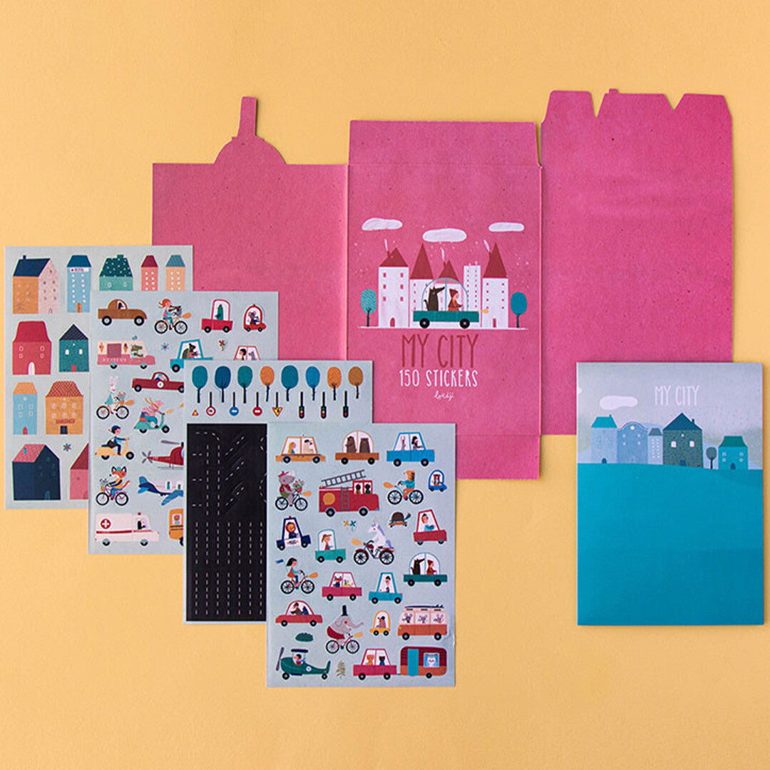londji herbruikbare stickers my city - 150st | AC004U | 1