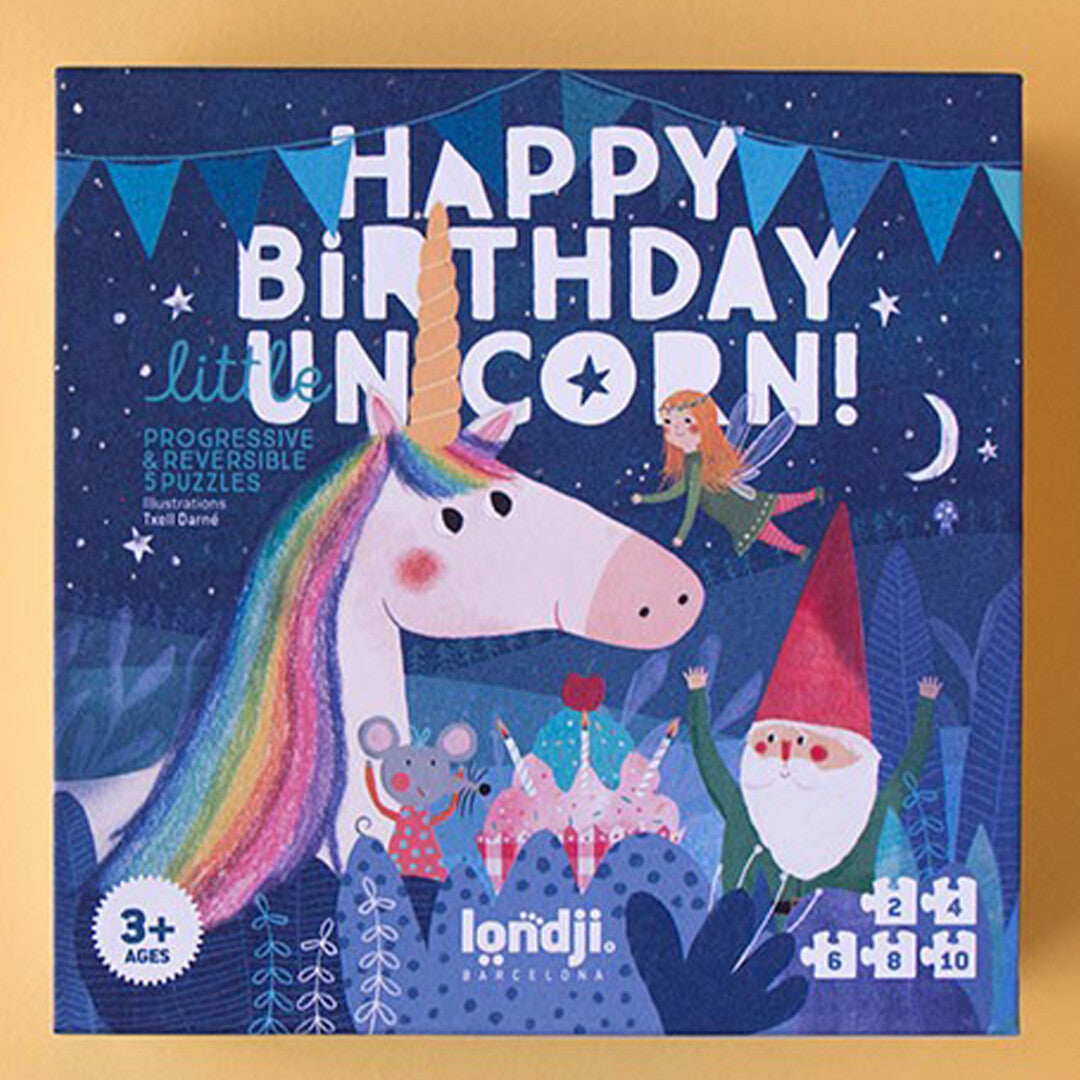 londji puzzel happy birthday unicorn - omkeerbaar - 2, 4, 6, 8 , 10st | PZ572U | 4