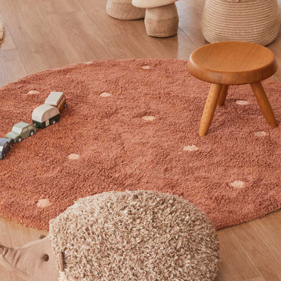 lorena canals vloerkleed rond stippen - chestnut - Ø140 cm | C-RDOT-CHS | 1
