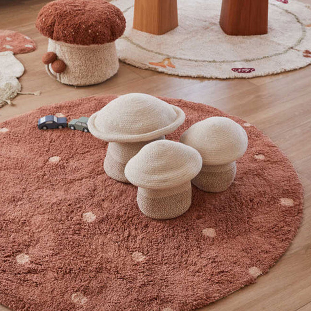 lorena canals vloerkleed rond stippen - chestnut - Ø140 cm | C-RDOT-CHS | 2