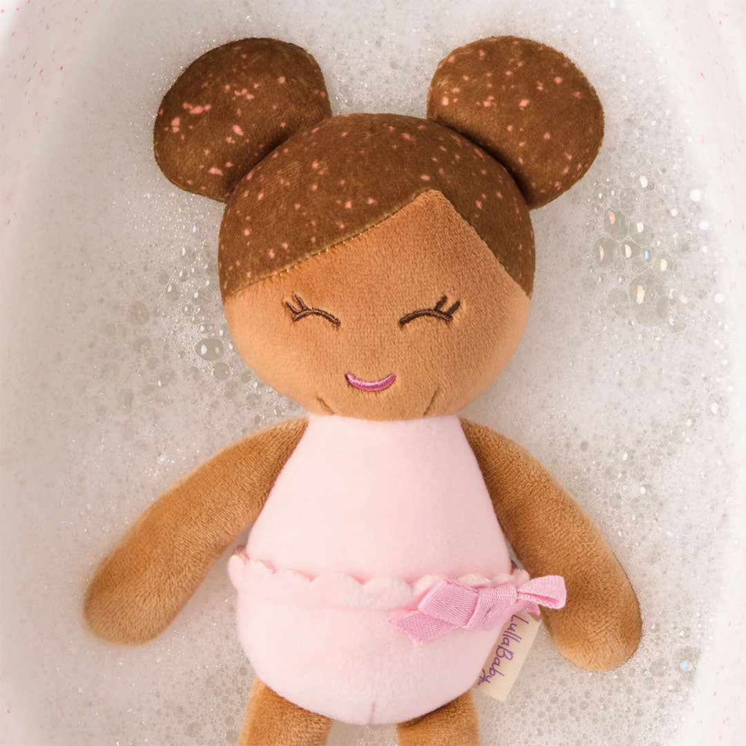 lullababy badpop pluche - bruin meisje - 15 cm | LBY7332 | 2
