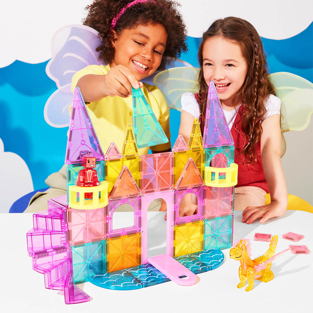 magna-tiles magnetische tegels castle deluxe met micromags - 48st | 242048CA | 3