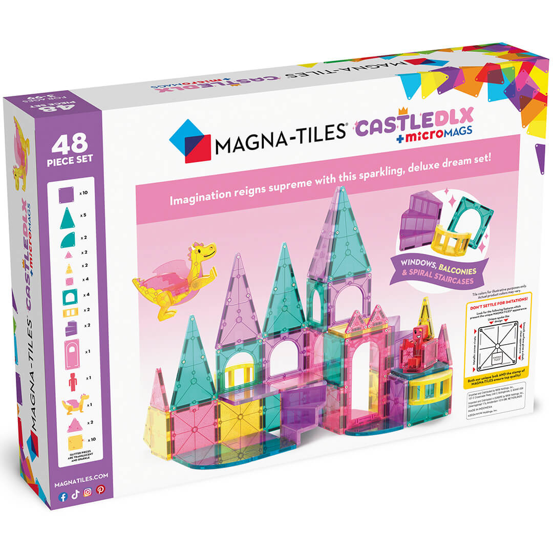 magna-tiles magnetische tegels castle deluxe met micromags - 48st | 242048CA | 5