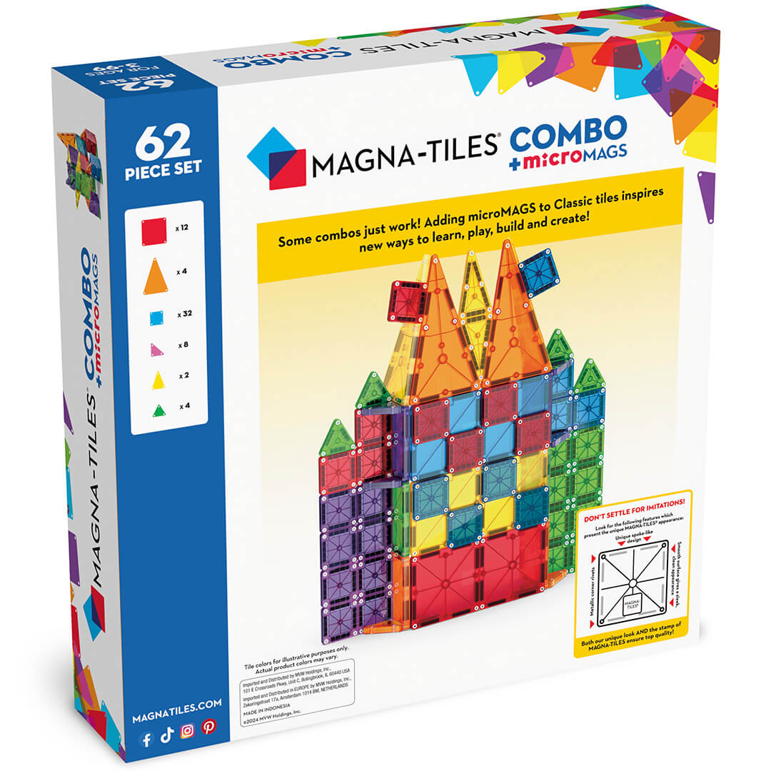 magna-tiles magnetische tegels combo met micromags - 62st | 244062CO | 5