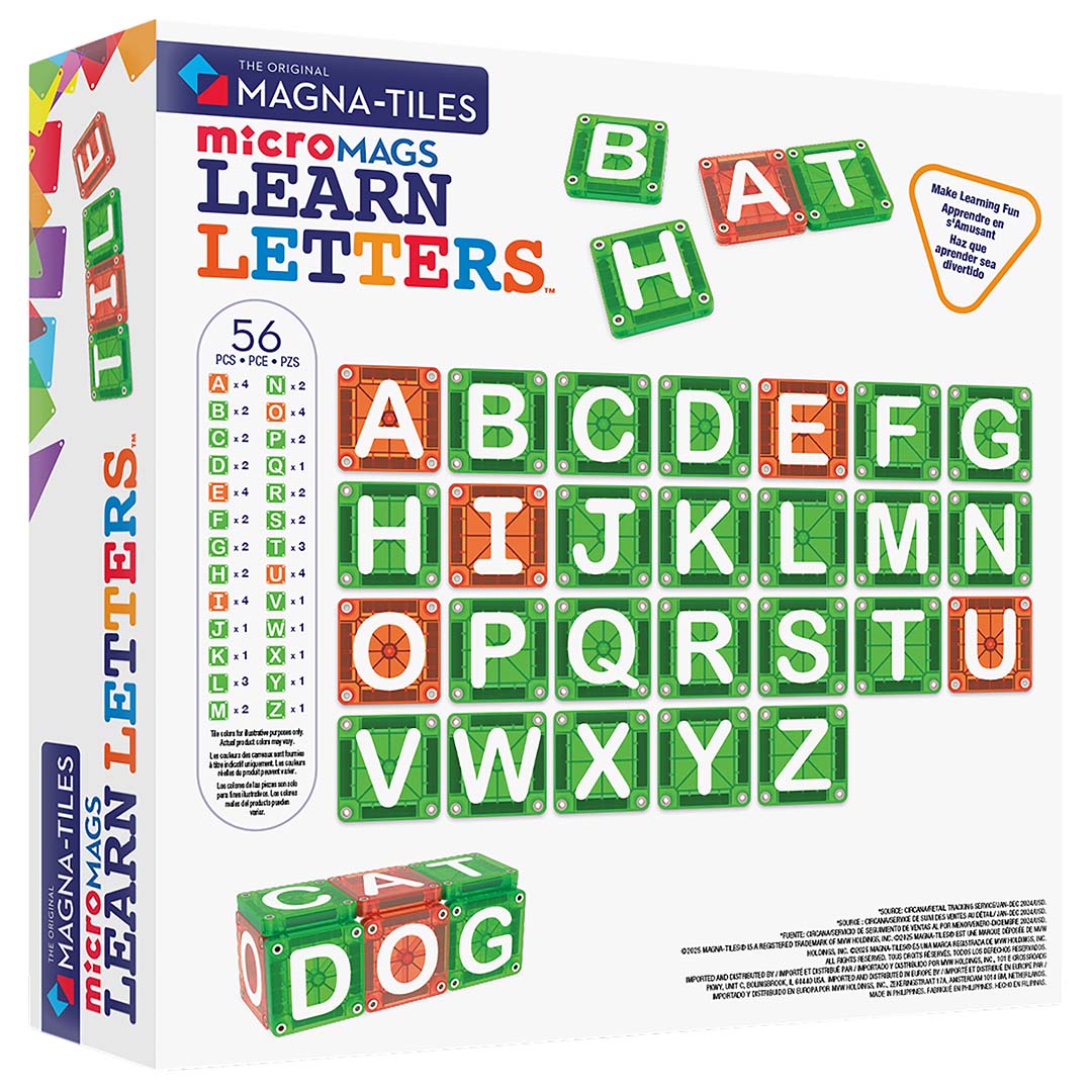 magna-tiles magnetische tegels micromags - learn letters - 56st | 254056LL | 6