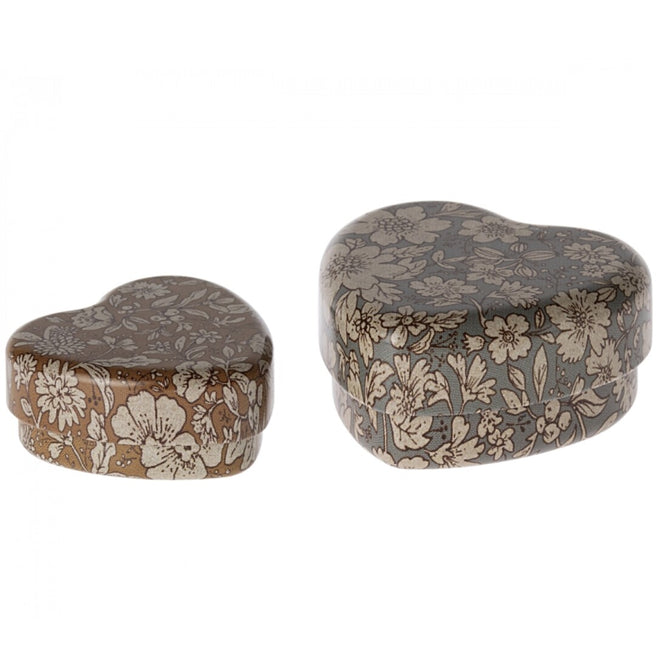 maileg hartvormige doosjes - blue ocher blossom - 2st | 19-4602-01 | 0