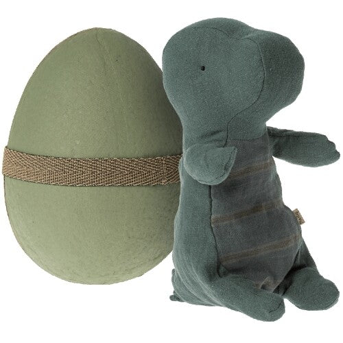 maileg knuffeldino in ei small - dark petrol - 23 cm | 16-2604-01 | 0