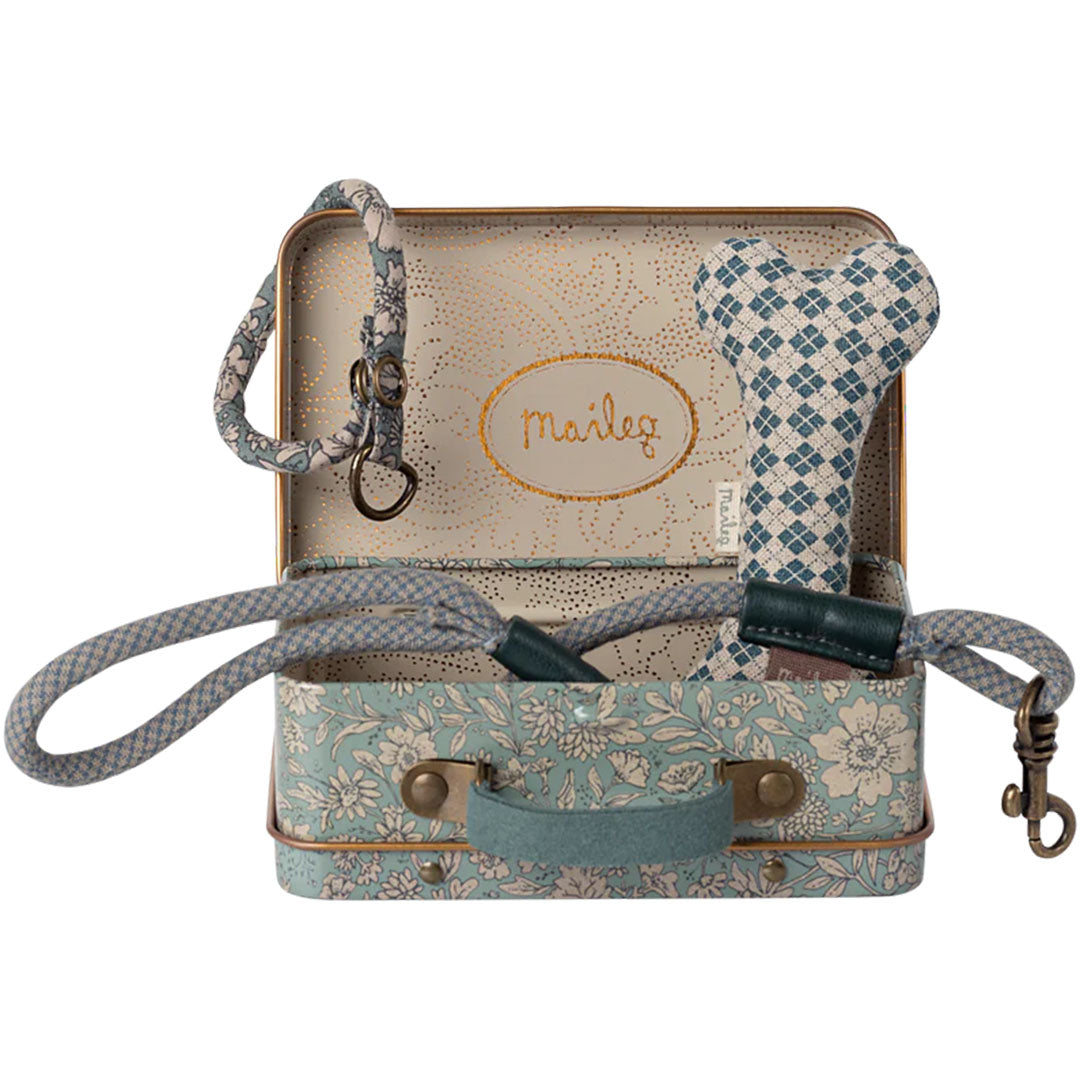maileg knuffelhond accessoires met koffer blue | 16-5920-00 | 0