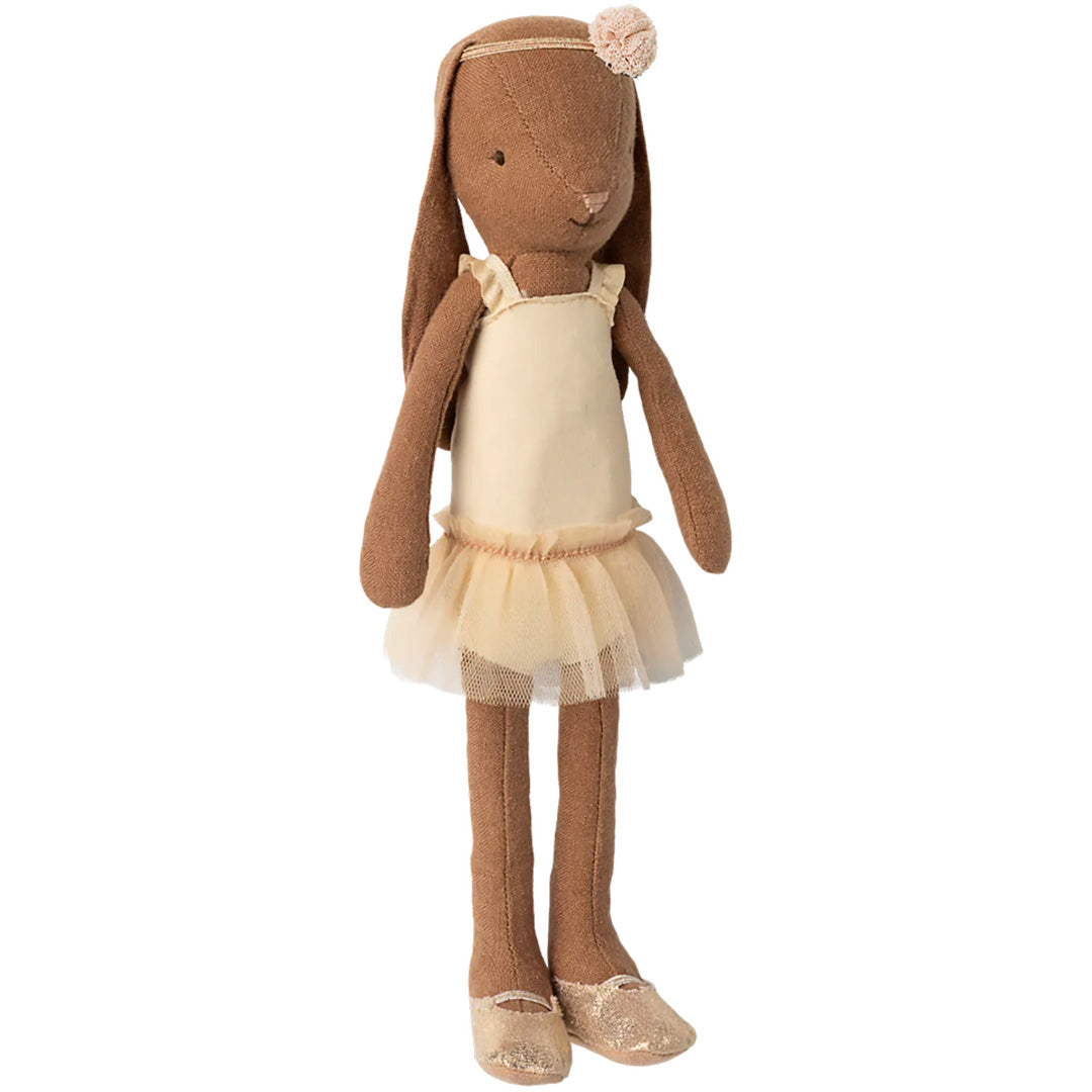 maileg knuffelkonijn ballerina cream - chocolate brown - maat 2 - 24 cm