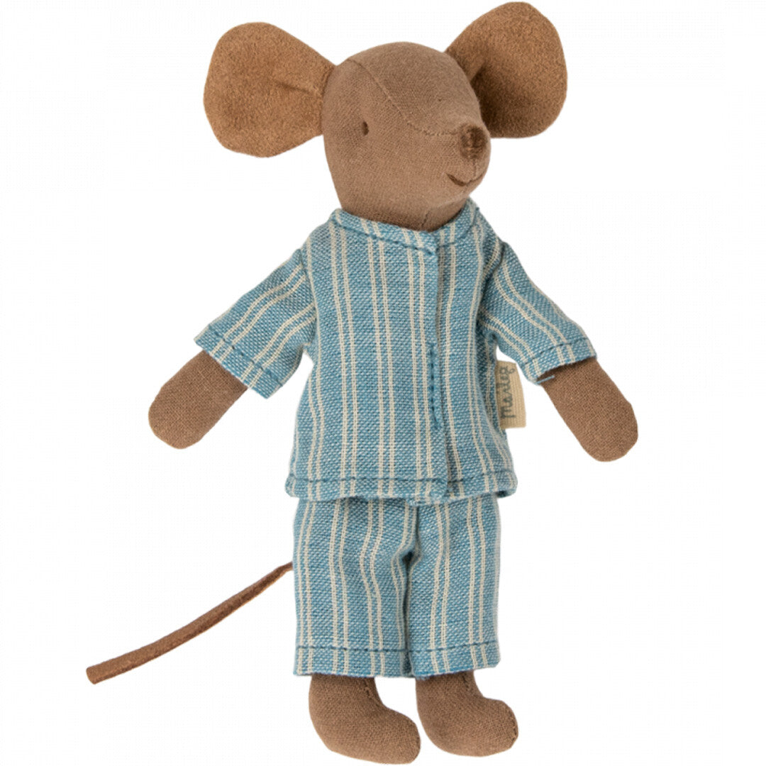 maileg knuffelmuis grote broer in luciferdoosje - gestreept pakje - 13 cm | 17-3201-01 | 1