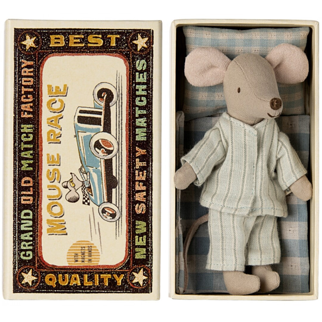 maileg knuffelmuis grote broer in luciferdoosje - pyjama - 13 cm    | 17-4201-00 | 0