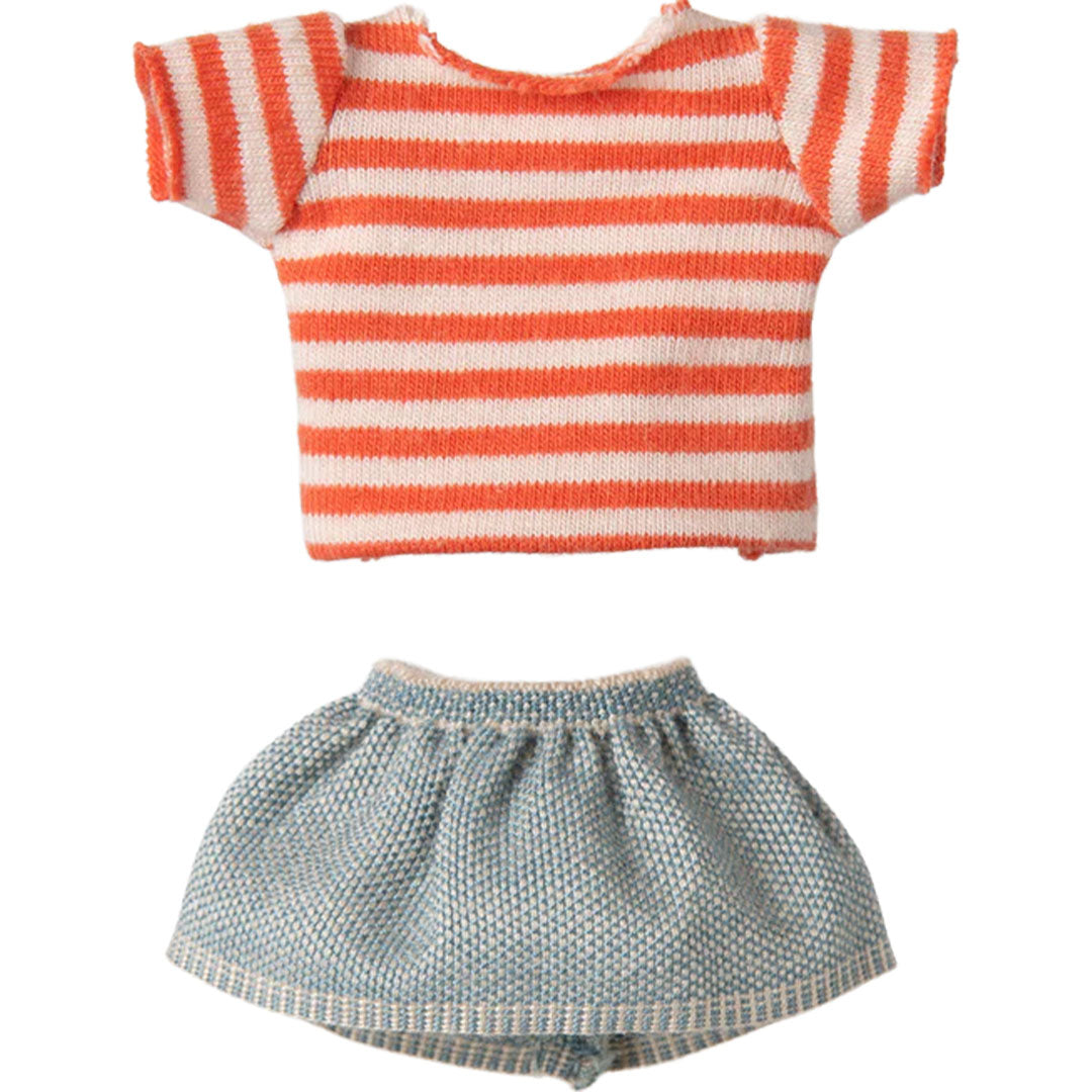 maileg knuffelmuis grote zus met magneten -  denim rok - 13 cm | 17-5203-00 | 2