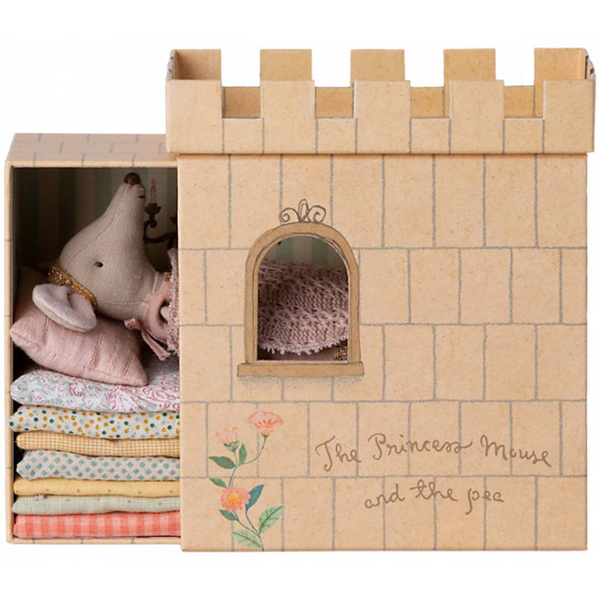 maileg knuffelmuis grote zus - prinses op de erwt - roze jurk - 17 cm | 17-3200-01 | 0