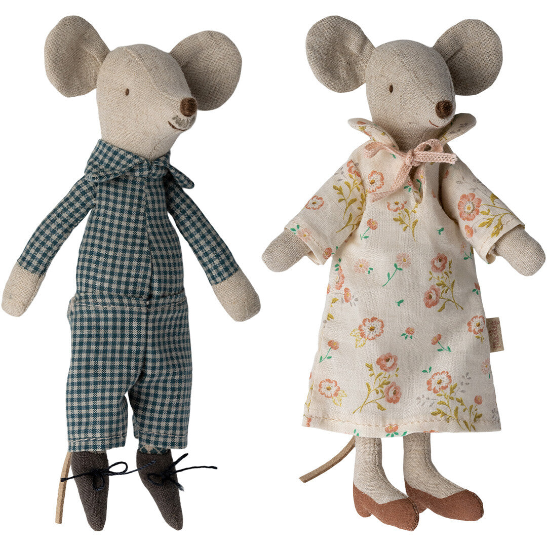 maileg knuffelmuis opa en oma in sigarendoosje - 17 cm | 17-3303-00 | 1