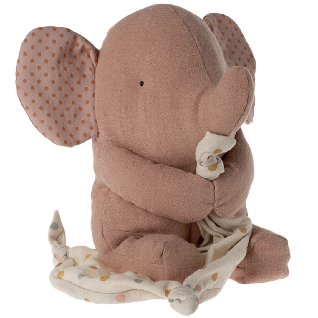maileg knuffelolifant met knuffeldoekje en muziek - old rose - 24 cm | 16-4971-01 | 0