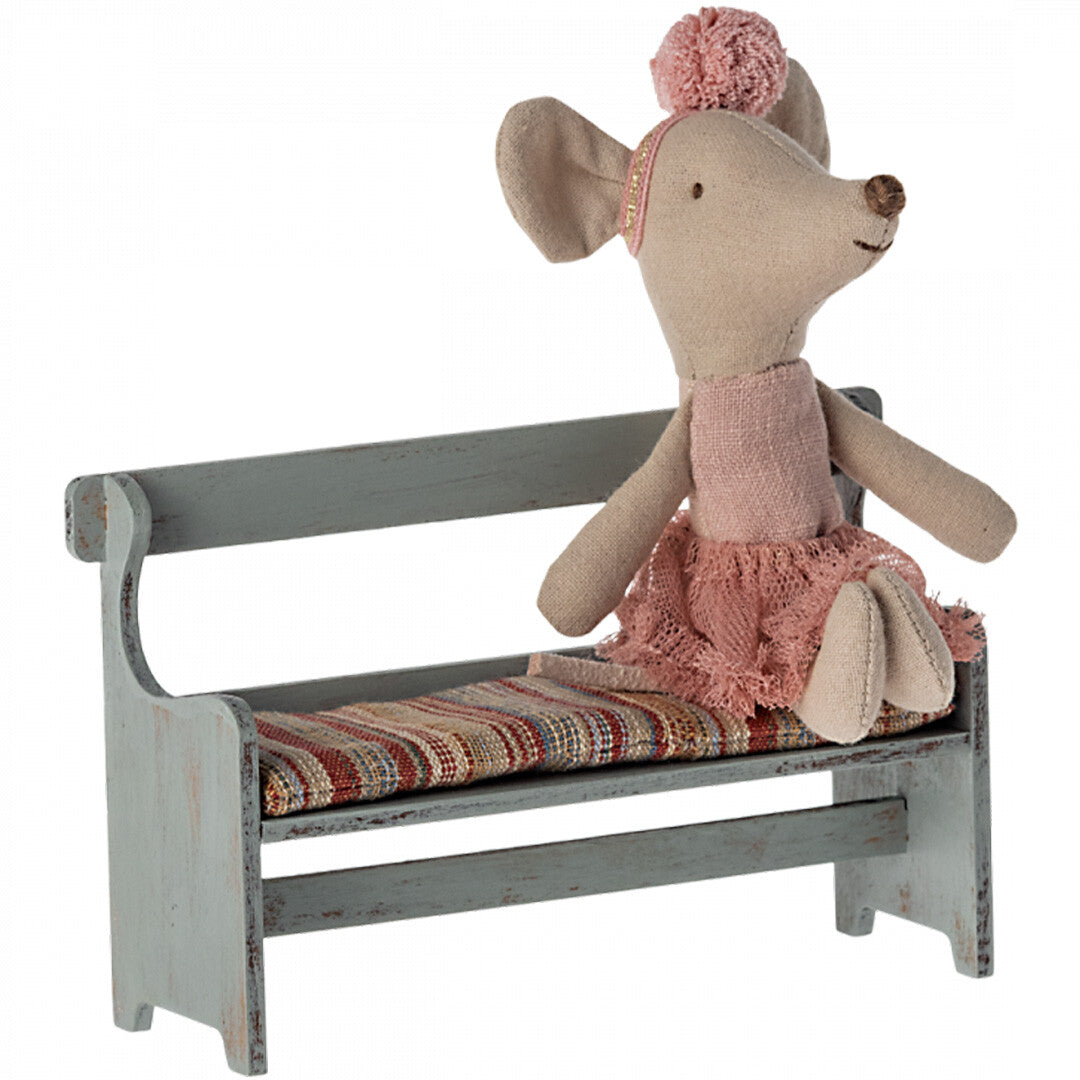 maileg poppenhuis bankje blauw -11,5 cm | 11-3004-00 | 1