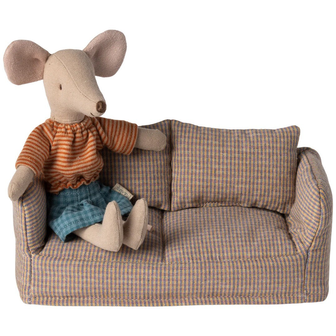maileg poppenhuis sofa geruit - 7,5 cm | 11-4406-00 | 1