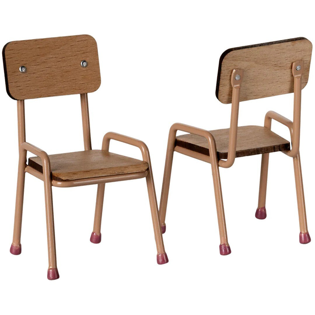 maileg poppenhuis tafel en stoelen dark powder - 9 cm | 11-5000-00 | 1