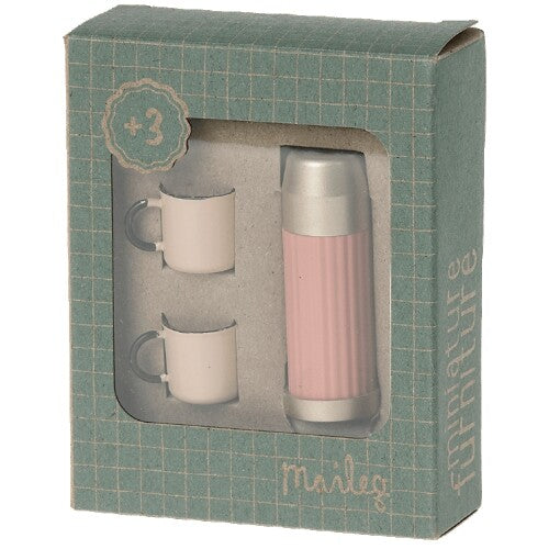 maileg poppenhuis thermosfles en mokken - soft coral | 11-2114-01 | 1