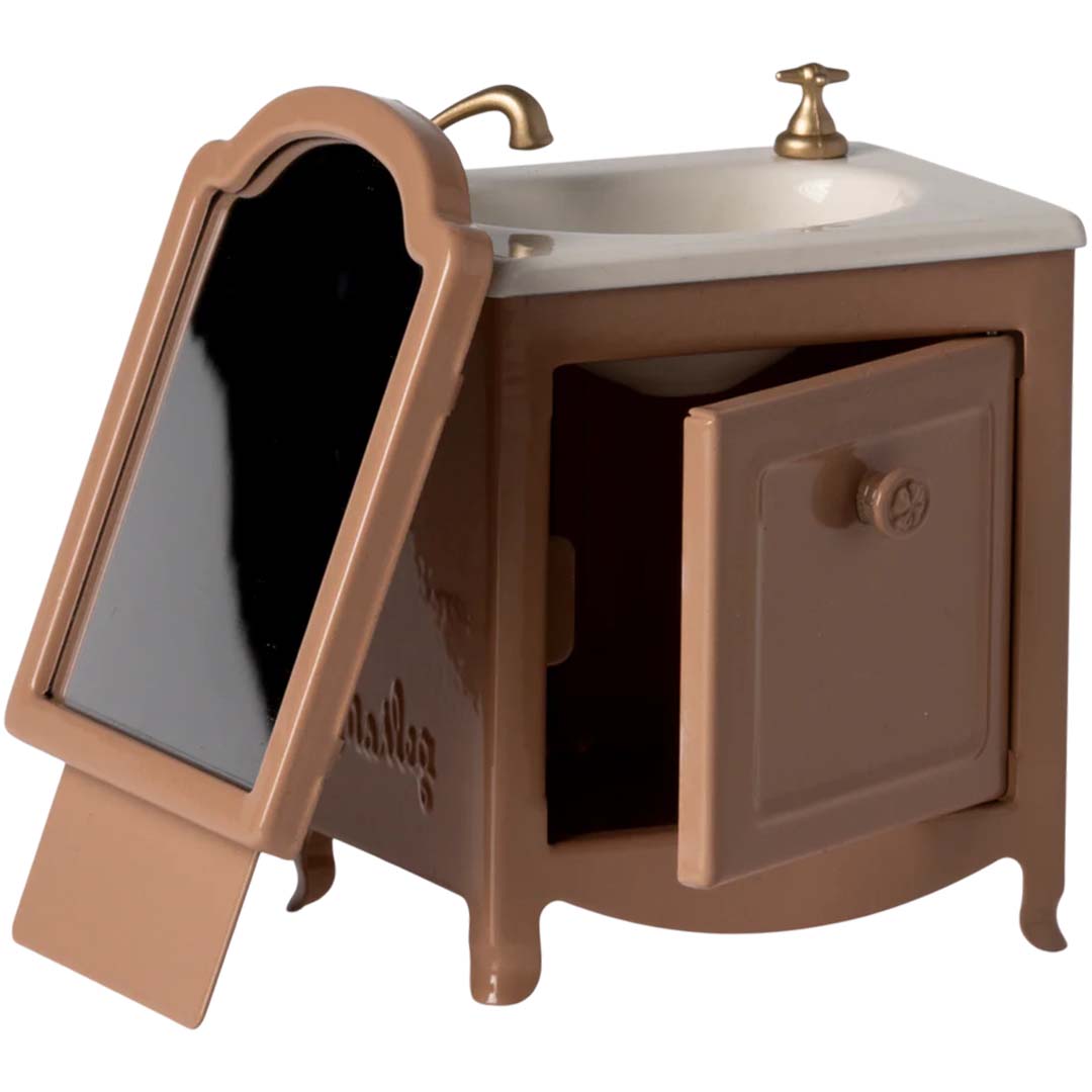 maileg poppenhuis wastafel met spiegel - dark powder - 15 cm | 11-4115-02 | 1