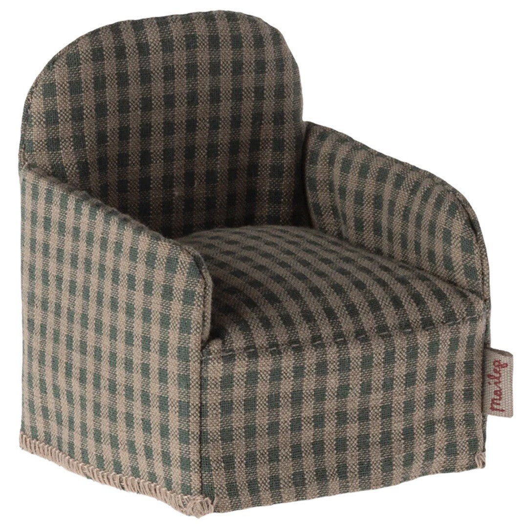 maileg poppenhuisstoel green checker - 7,5 cm | 11-4413-02 | 0