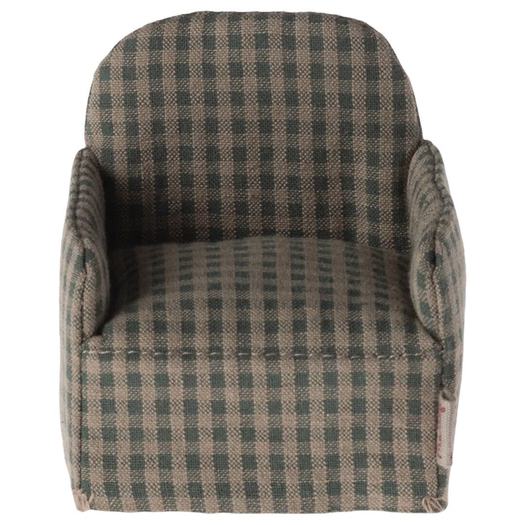 maileg poppenhuisstoel green checker - 7,5 cm | 11-4413-02 | 1