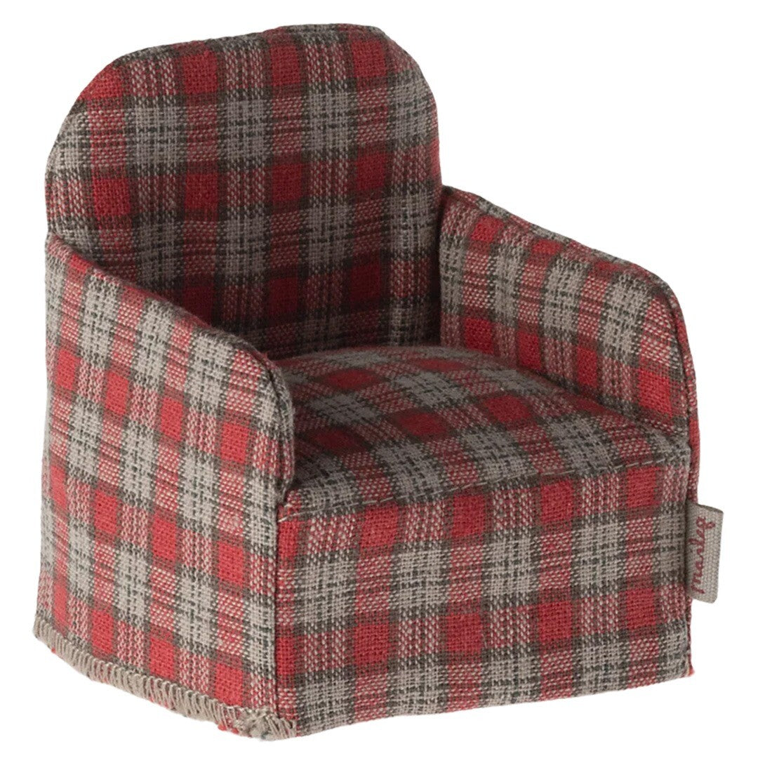 maileg poppenhuisstoel red checker - 7,5 cm | 11-4413-03 | 0