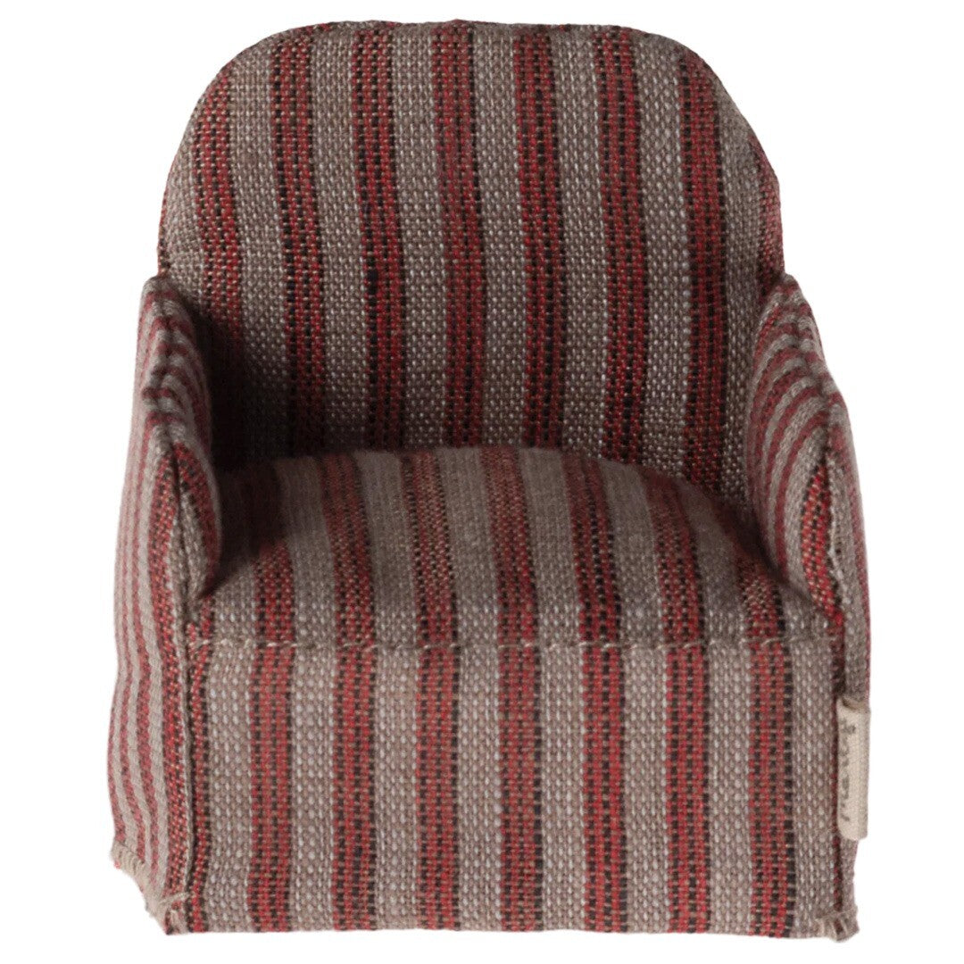 maileg poppenhuisstoel rood gestreept - 7,5 cm | 11-4413-01 | 1