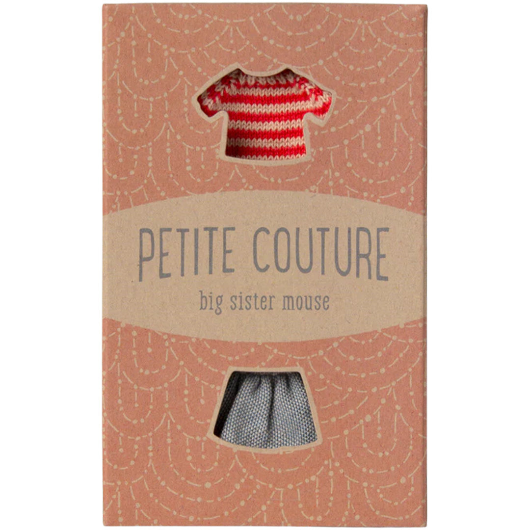 maileg poppenkleding grote zus - gebreide trui en rokje - 13 cm | 17-5205-00 | 2