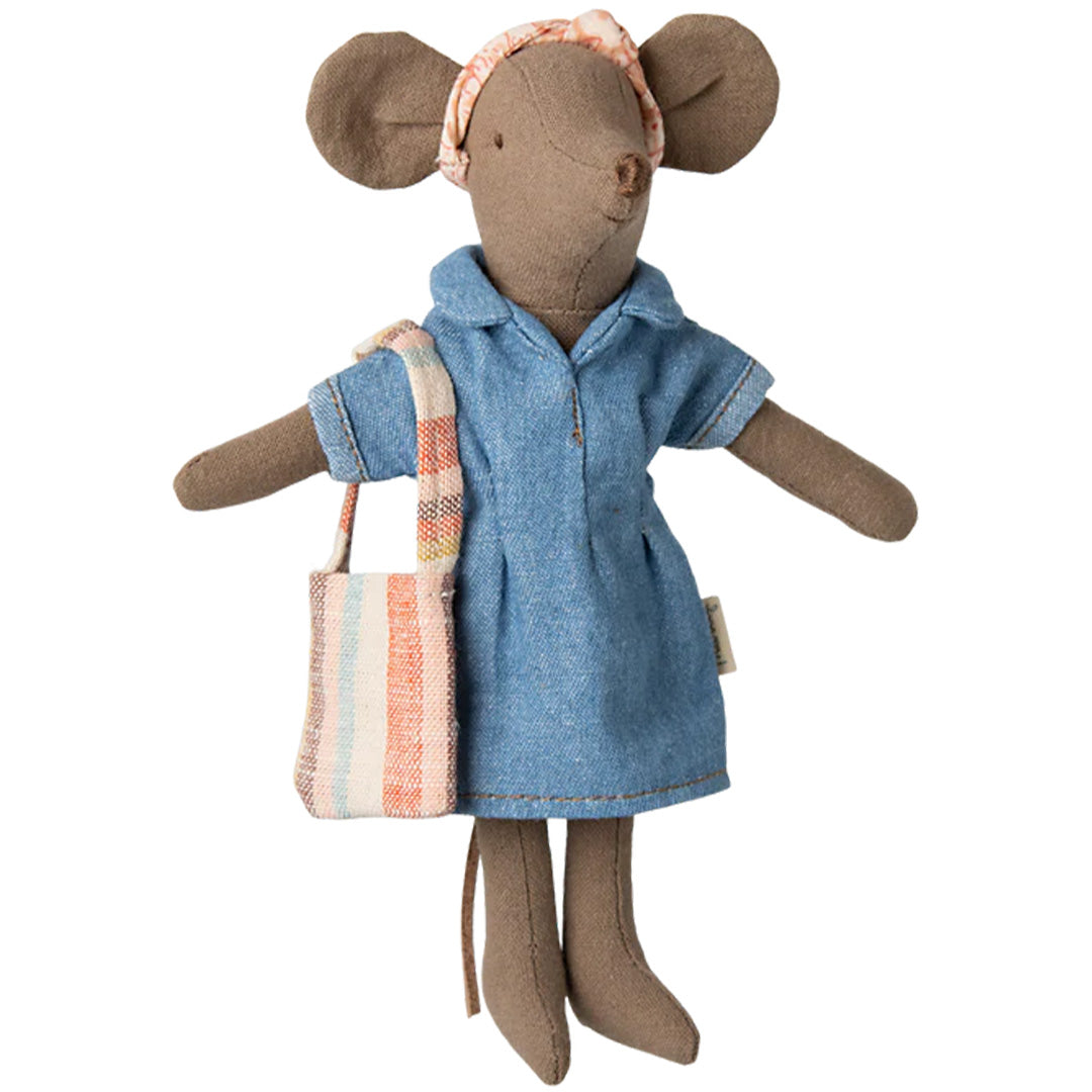 maileg poppenkleding moeder - denim jurk en tas - 15 cm | 17-5309-00 | 3