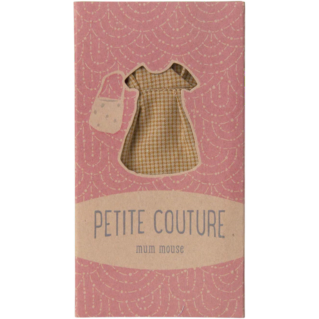 maileg poppenkleding moeder - geruite jurk en tas - 15 cm | 17-5308-00 | 2
